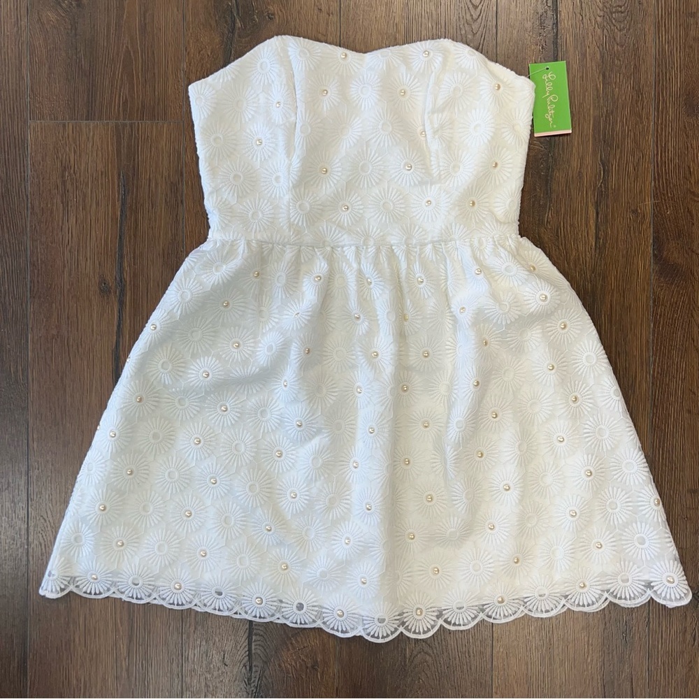 🆕 Lilly Pulitzer Payton Resort White, Pinwheel Organza Dress SZ 8‎ - Picture 2 of 9